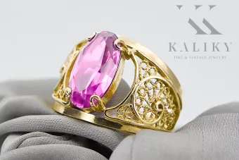 14K Жовте золото Аметист Каблучка Вінтаж vrc057y